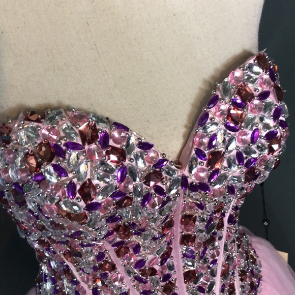 Alyce Paris Pink and Multicolor Sequin Prom Dress - Picture 8 of 12